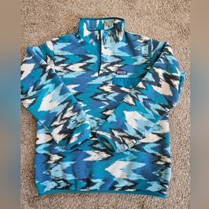 Patagonia Pullover Womens Med. Teal Blue Synchilla Snap-T Fleece 1/4 Snap